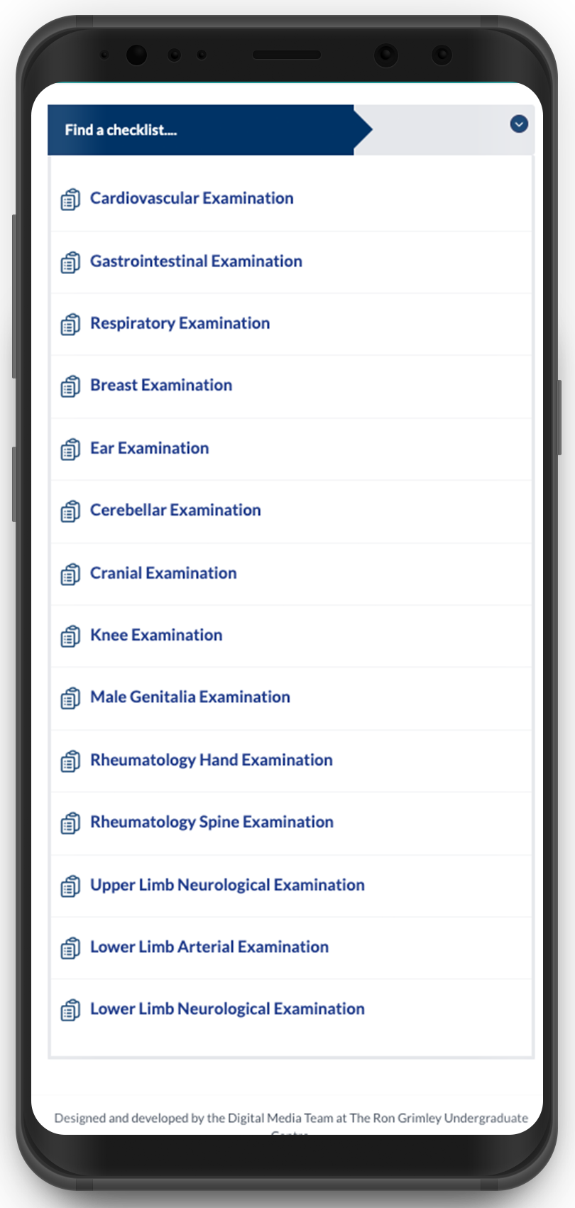 Directory of Examination Checklists available